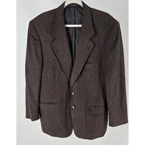 Vintage Carelli Mens 44s Silk Cashmere Wool Luxury Blend Brown Blazer Overcoat